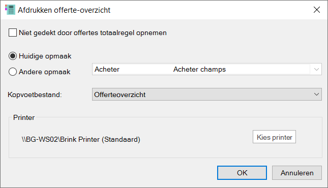AfdrukkenOfferteOpties