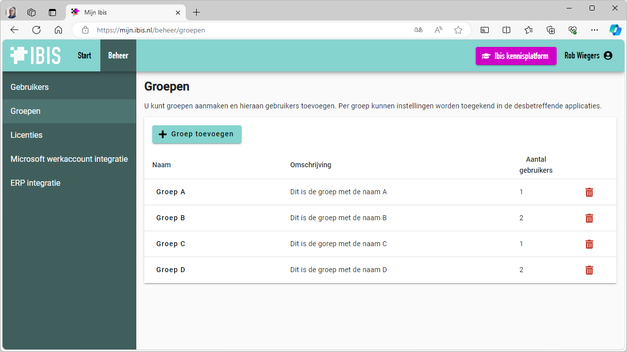 Groepen in mijn.ibis.nl