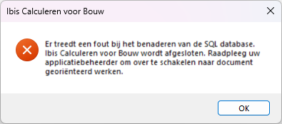 SQL database niet benaderbaar - melding Gebruiker - verplichte instelling