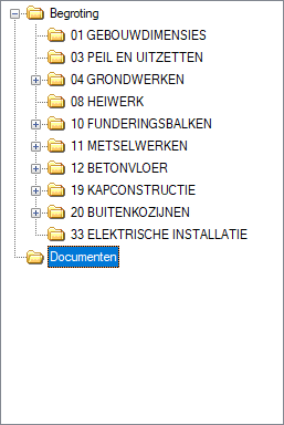 Structuur met node Documenten