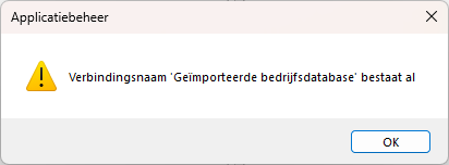 SQL database aanmaken - melding dubbele verbindingsnaam