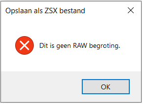 ExportRAW - niet RAWbegrotingtype