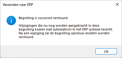 Verzenden naar ERP - bevestiging