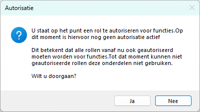 Autorisatie - melding eerste rol