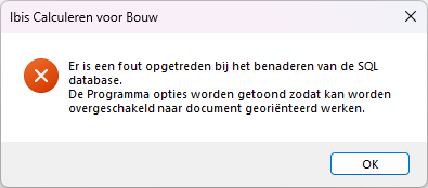 SQL database niet benaderbaar - melding Gebruiker