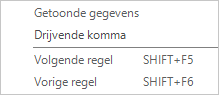 Regelvenster - contextmenu