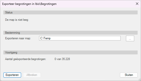 SQL naar XTBF - niet lege exportfolder