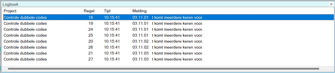 LogboekDubbeleCodes