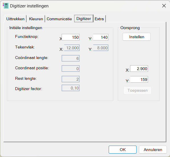 DigitInstellingenDigitizer