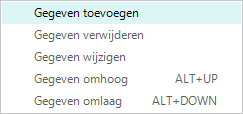Gegevens contextmenu