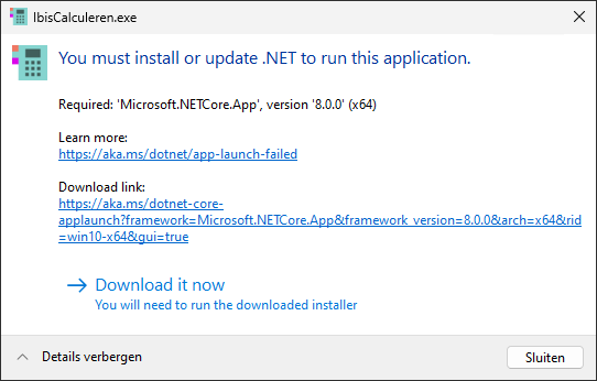 .NET 8 melding uitgebreid