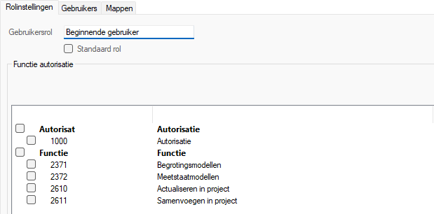 Autorisatie - rol Beginnende gebruiker aanmaken