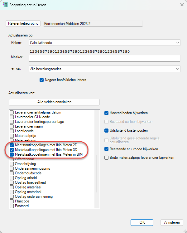 Actualiseren Meetstaatkoppelingen