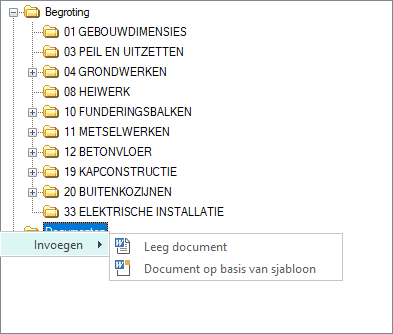 Contextmenu Documenten