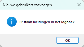 Autorisatie - gebruikers toevoegen - melding logboek