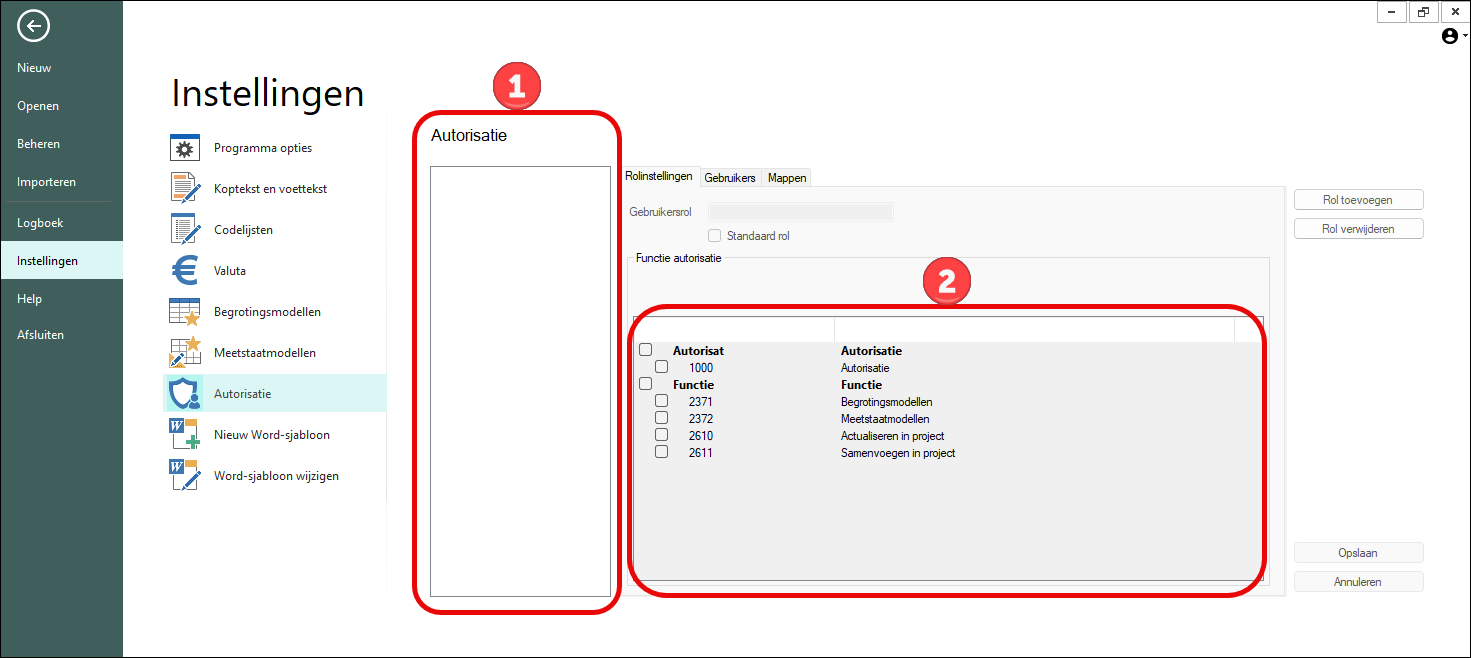 Autorisatie - rollen en functies