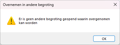 Overnemen in andere begroting - melding