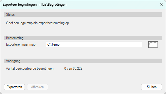 SQL naar XTBF - lege exportfolder