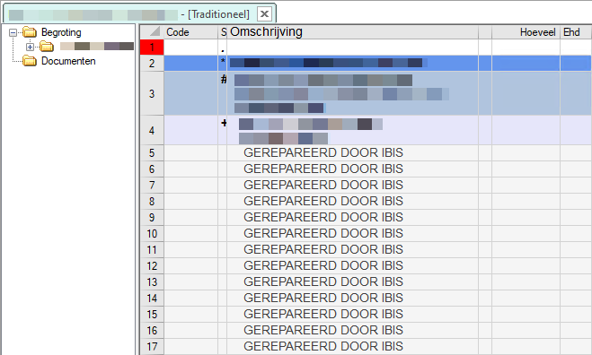 Begroting na openen in SQL bij ontbreken Kostenpost