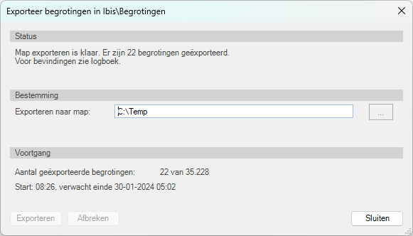 SQL naar XTBF - afbreken gereed