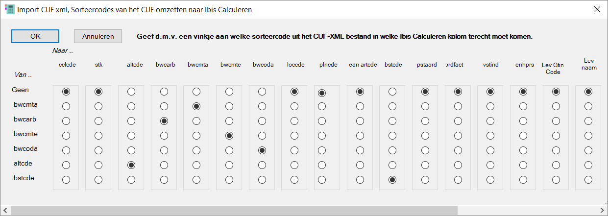 ImportCufSorteercodes