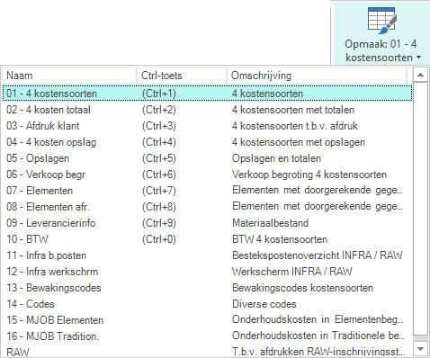 KiesOpmaakOverzicht