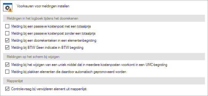 PrograOptiesMeldingen